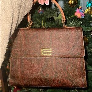 Etro 96’ Paisley Satchel I’m Brown with Gold Accent